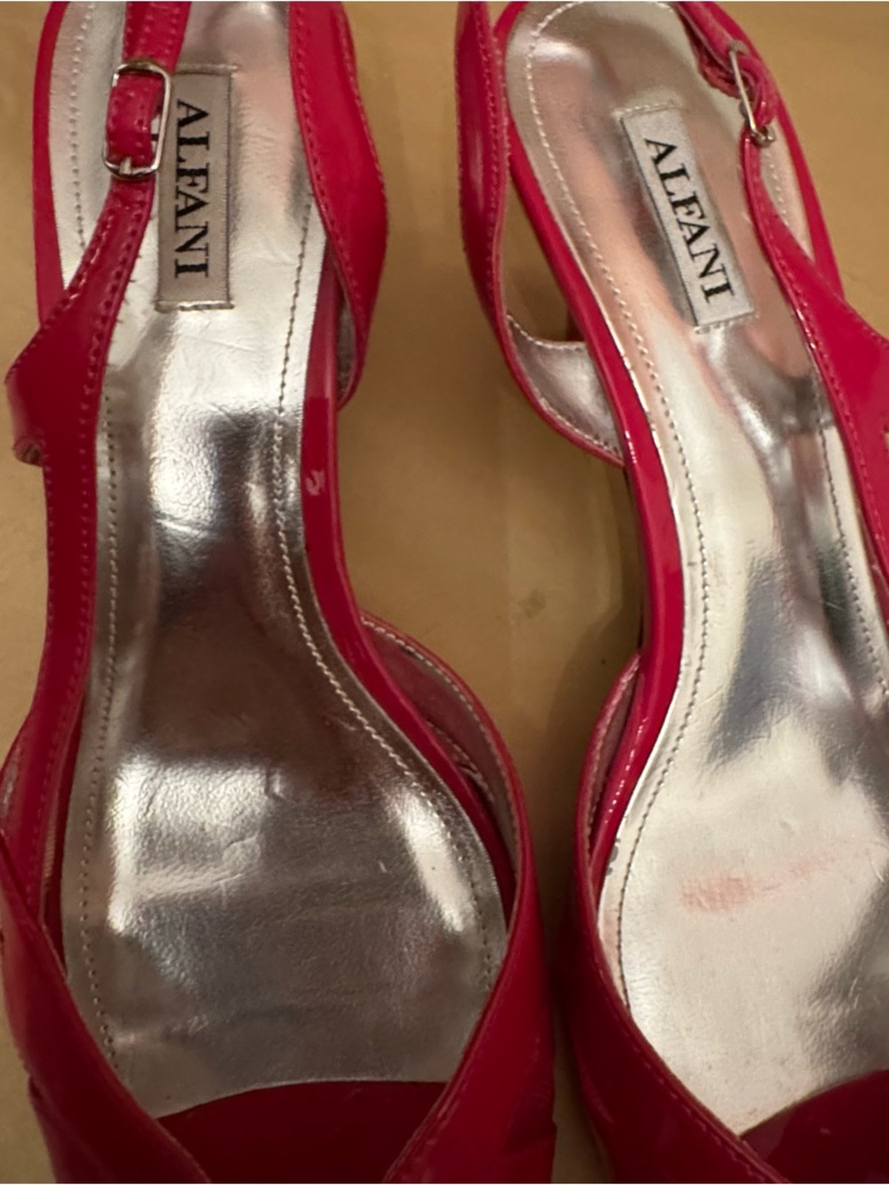 Alfani Pink Patent Slingback Heels | Sz 8.5 | Peep Toe Dress Shoes - Picture 4 of 6